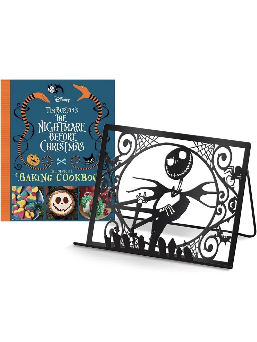 Nightmare Before Christmas Baking Cookbook Gift Set Metal Tablet Stand New